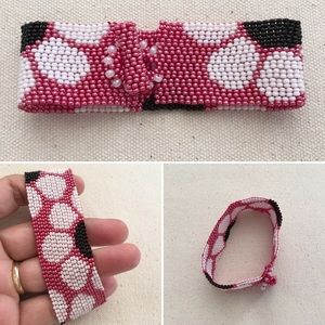 Handmade pink white bracelet gorgeous clasp